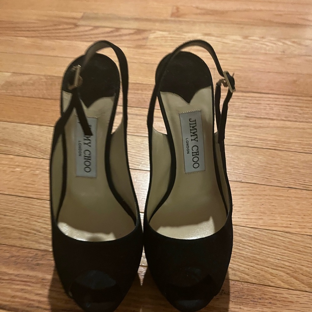 Jimmy Choo Black Suede Slingback Heels
